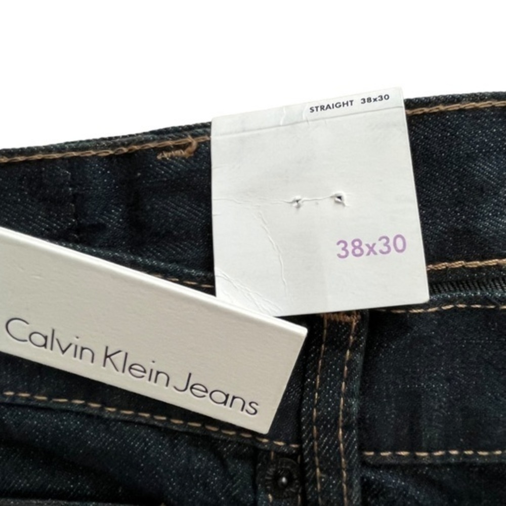 Calvin Klein Dark Wash Straight Cut Jeans NWT 38x30 - Picture 6 of 9